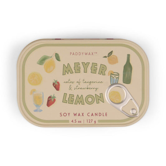 Paddywax Bistro 4.5 oz Printed Tin Candle | Meyer Lemon