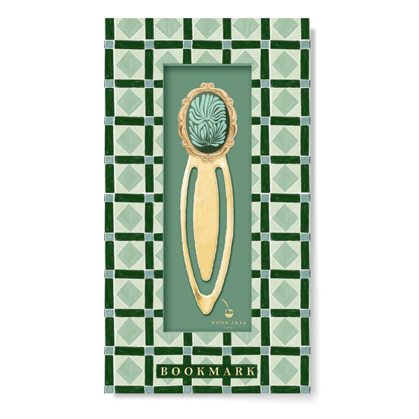 Good JuJu Ink Mosaic Botanical Green Metal Clip Bookmark