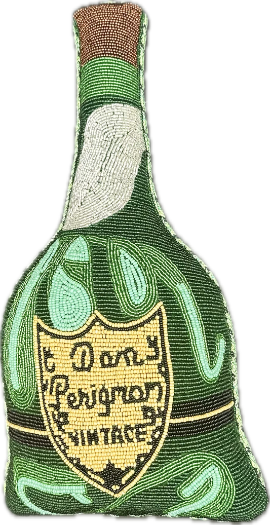 Saint Austin Company Champagne Bottle Beaded Pillow