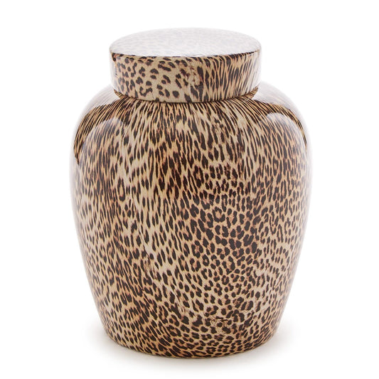 8" Leopard Print Covered Jar
