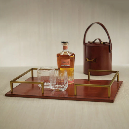 Zodax Rectangle Leather Bar Tray