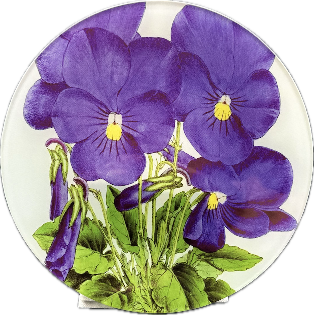 Saint Austin Company Purple Poppied Round Glass Plate