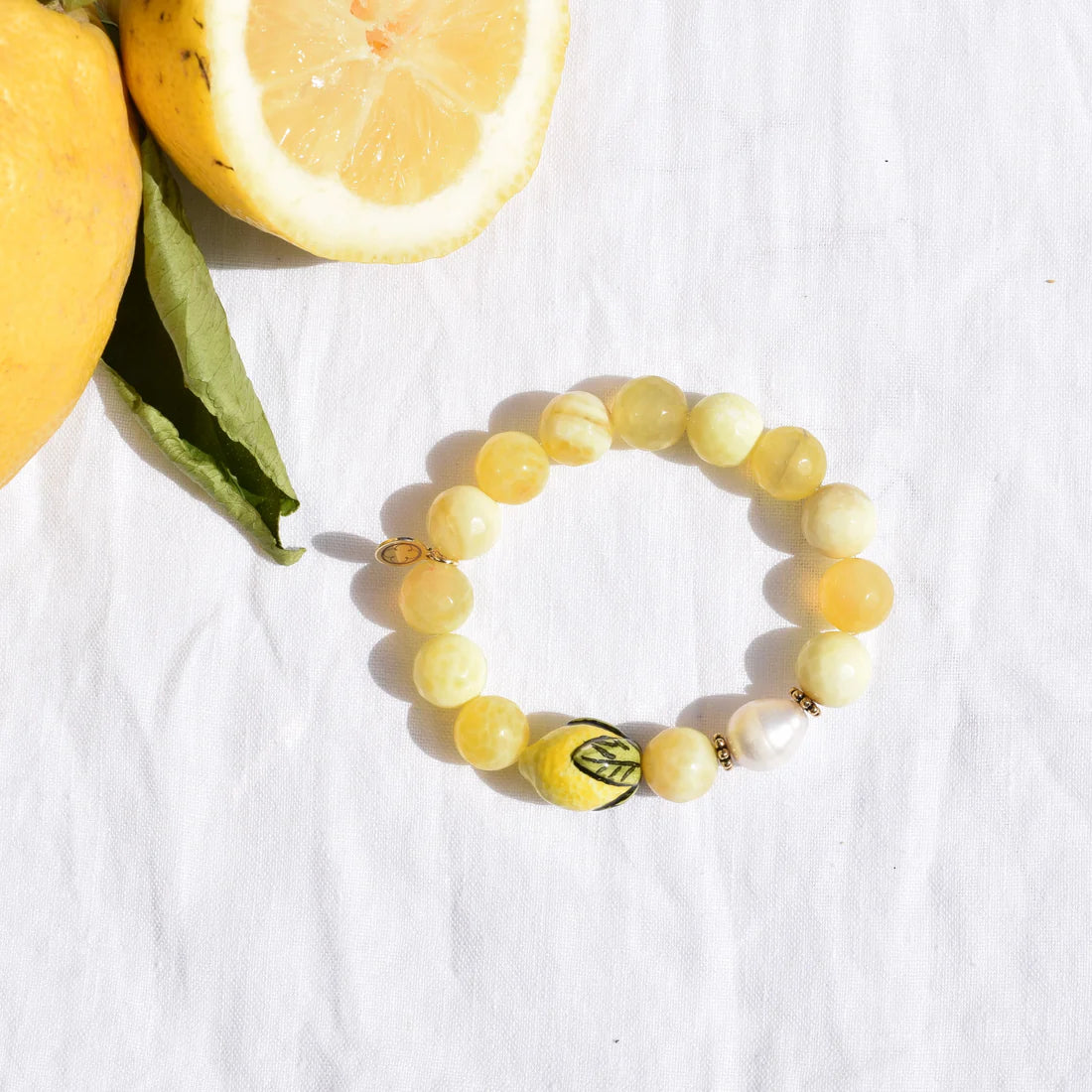 Yellow Agate with Ceramic Lemon