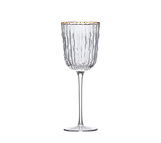Kim Seybert Bamboo Wine Glass in Clear & Gold, Set of 4