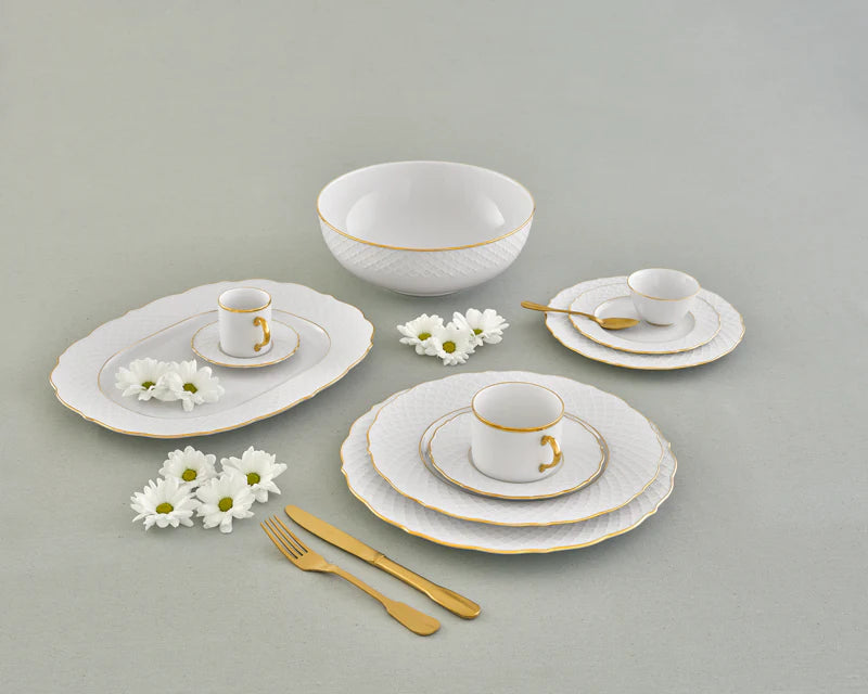 Empire Dinnerware Collection - White & Gold