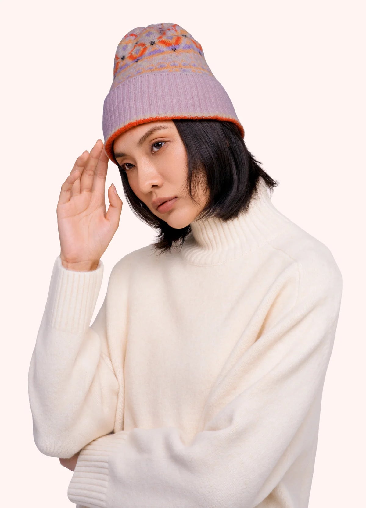 Powder Designs Fair Isle Beanie, Cream Mix