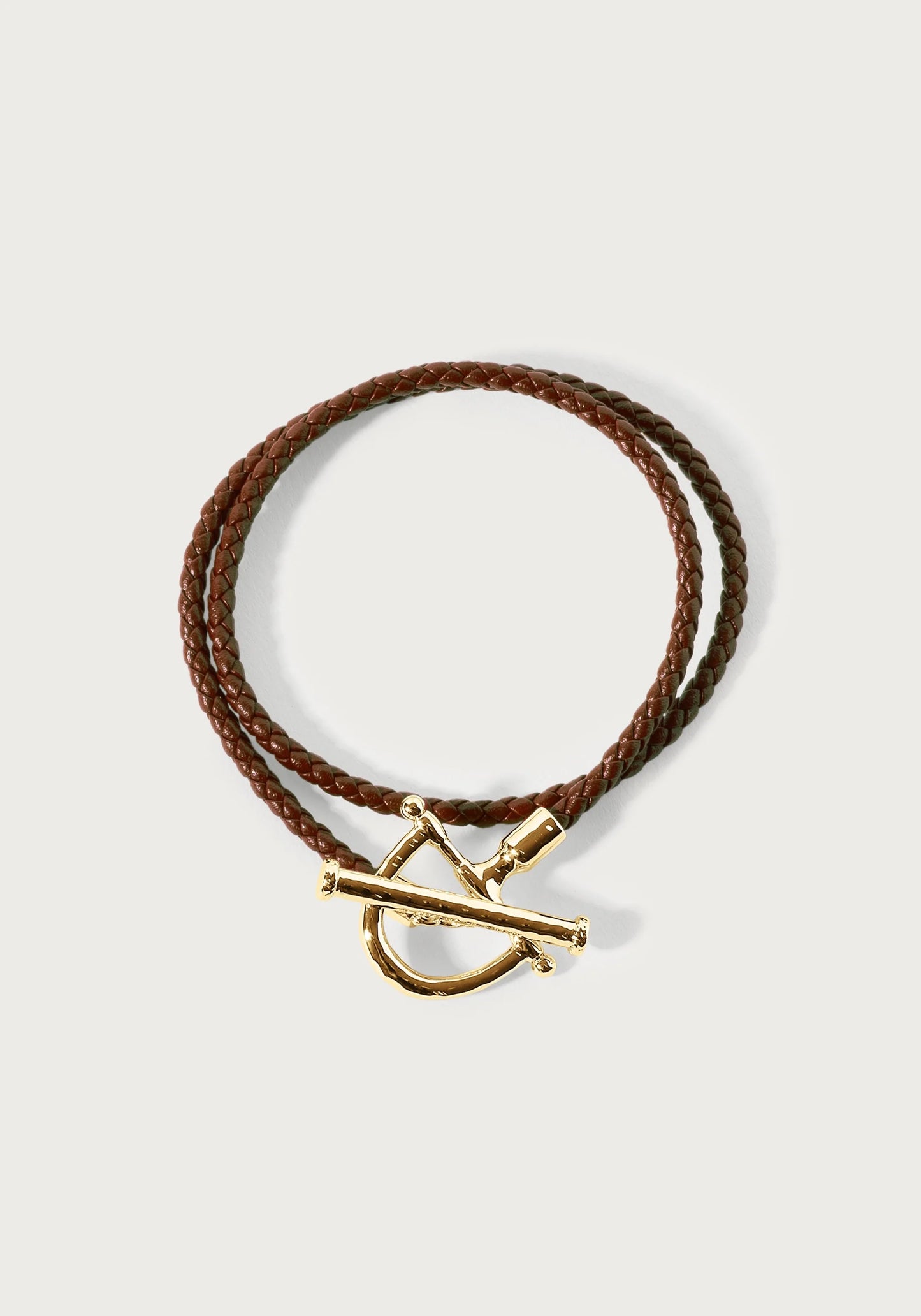 Cheval Leather Wrap Bracelet, Gold/Saddle