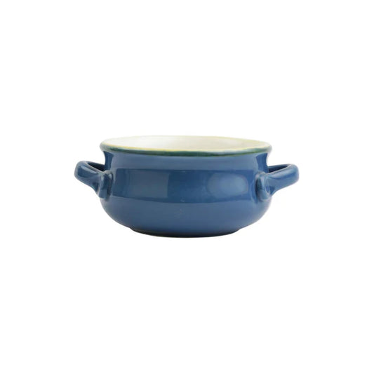 Blue Italian Bakers Small Handled Round Baker