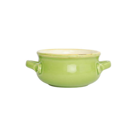 Green Italian Bakers Small Handled Round Baker
