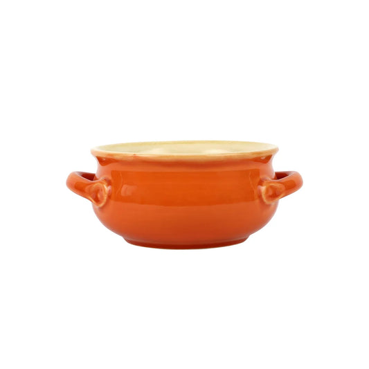 Vietri Italian Bakers Orange Small Handled Round Bakers