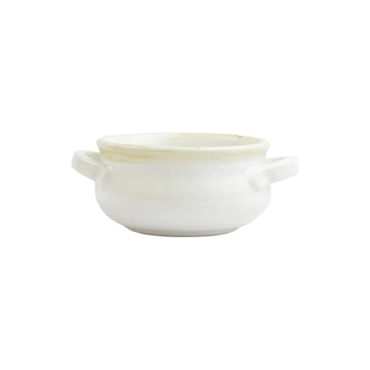 White Italian Bakers Small Handled Round Baker