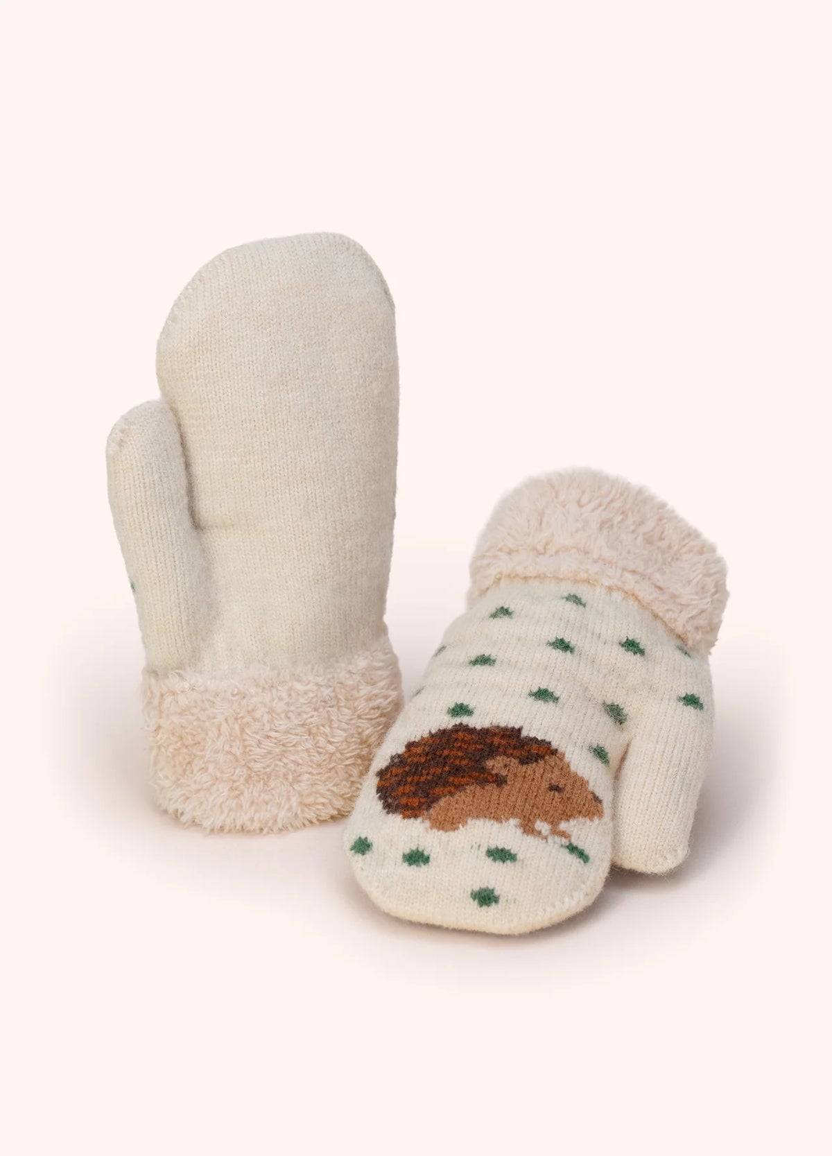 Powder Designs Kid's Hedgehog Mittens, Cream