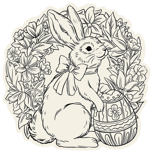 Hester & Cook Die-cut Coloring Bunny Wreath Placemat