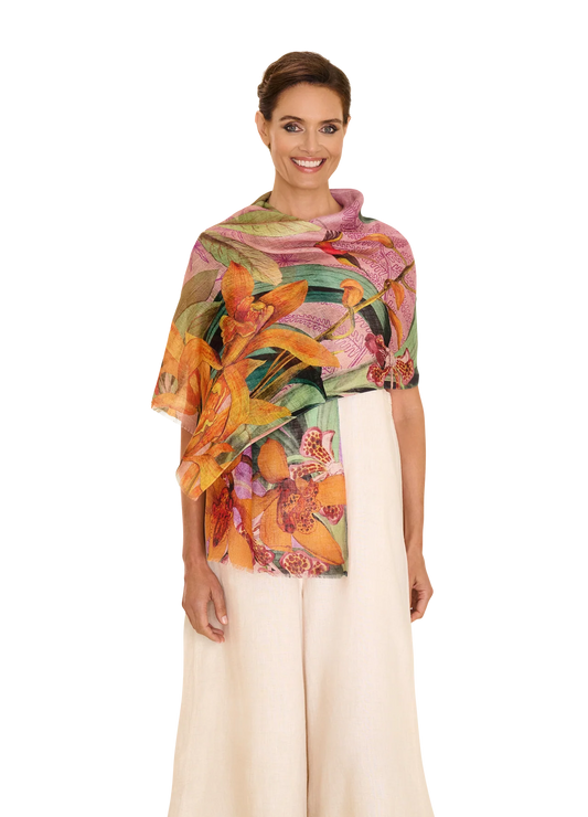 Powder Designs Linen/Cotton Scarf - Botany Bliss - Lavender