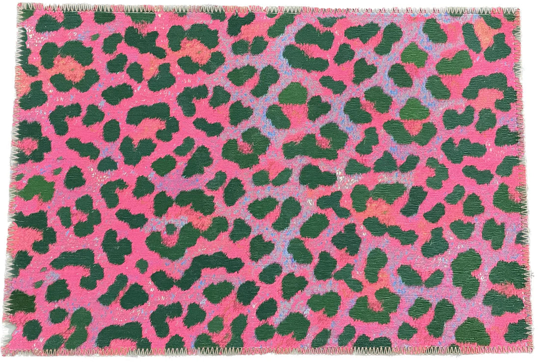 Nicolette Mayer Leopard Skin Fushia Chenille Rectangle Rug - 20x30