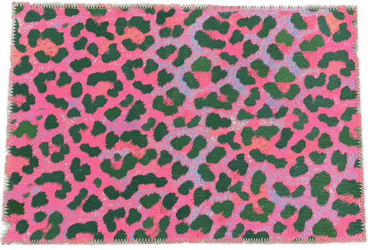 Nicolette Mayer Leopard Skin Fushia Chenille Rectangle Rug - 20x30