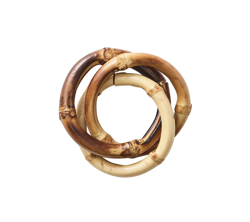 Kim Seybert Bamboo Trinity Napkin Ring in Natural, Set of 4