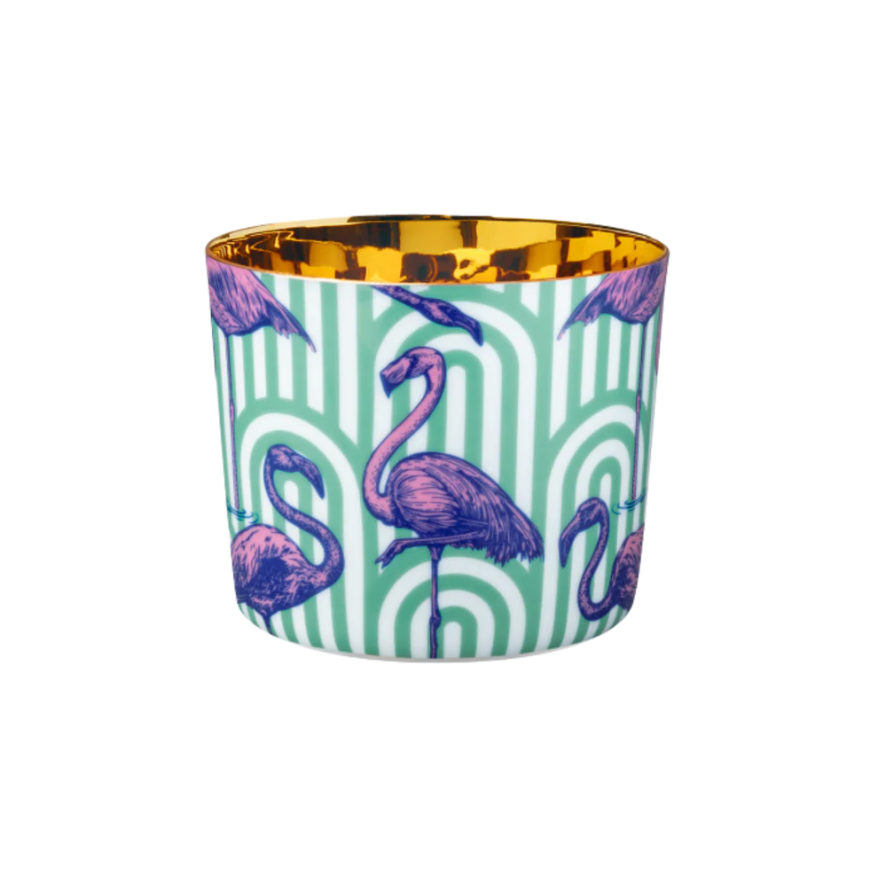 Sieger by Fürstenberg Sip Of Gold Beautiful Creatures Flamingos Champagne Tumbler