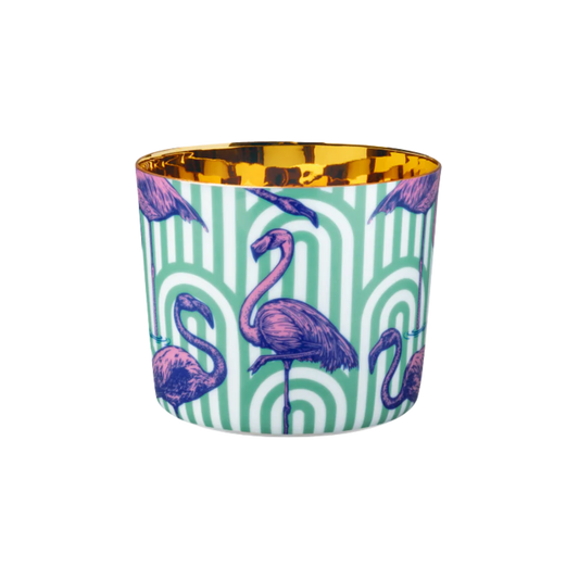 Sieger by Fürstenberg Sip Of Gold Beautiful Creatures Flamingos Champagne Tumbler