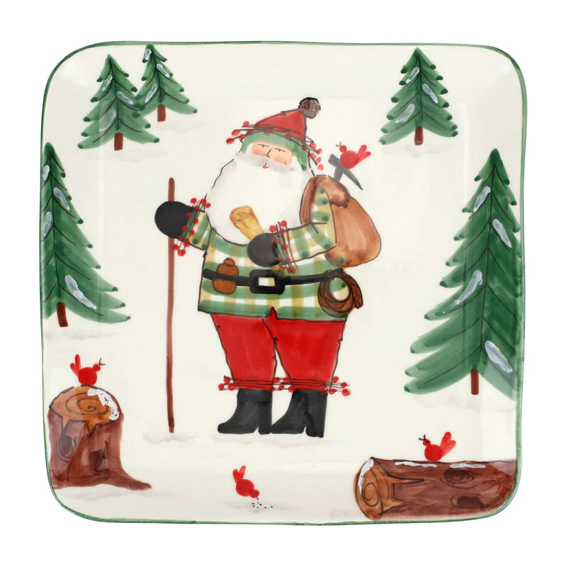 Old St. Nick Square Platter with Hiker - Large