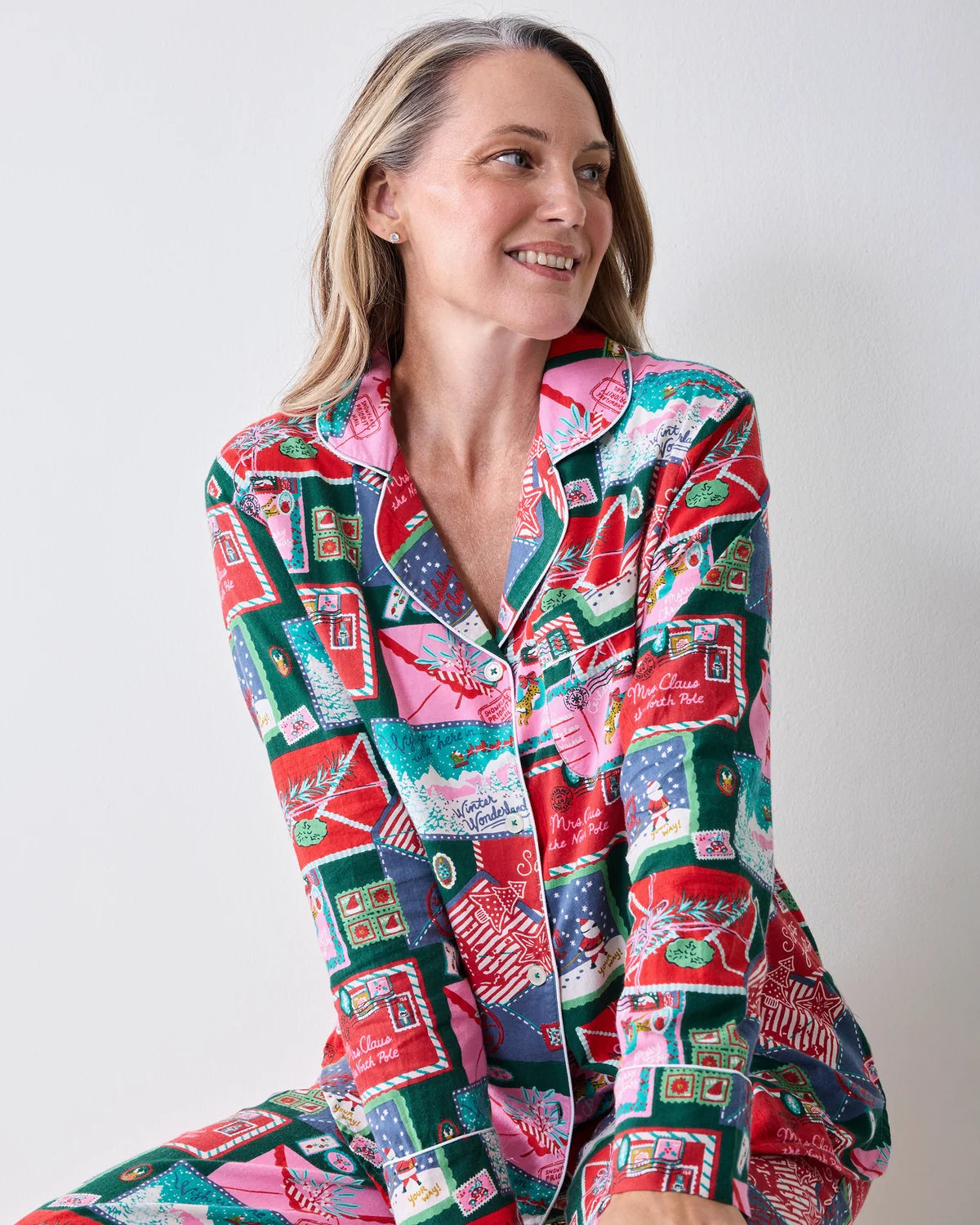 Printfresh Lightweight Flannel Long PJ Set in Letters to Santa