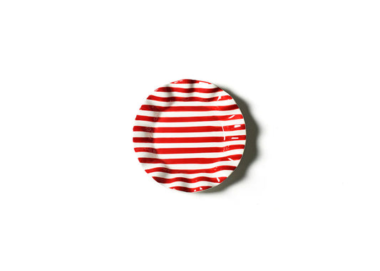 Red Stripe Ruffle Salad Plate