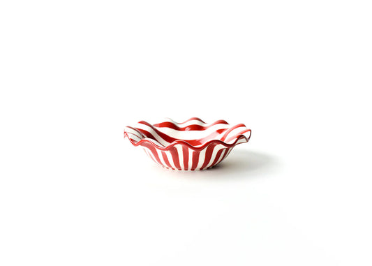 Red Stripe Ruffle Flare Small Bowl