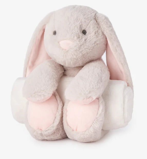 Elegant Baby Bunny Bedtime Huggie Plush Toy with Blanket
