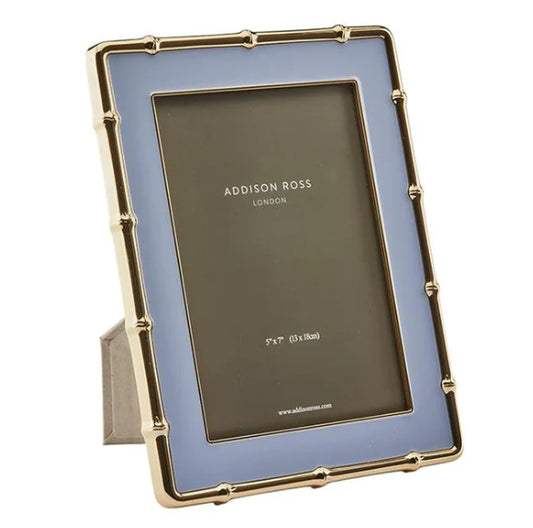 Addison Ross Pale Denim & Gold Bamboo Enamel Photo Frame - 5x7