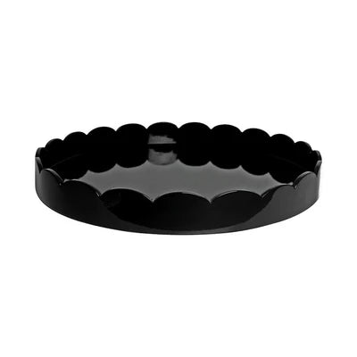 Black Round Medium Lacquered Scallop Tray