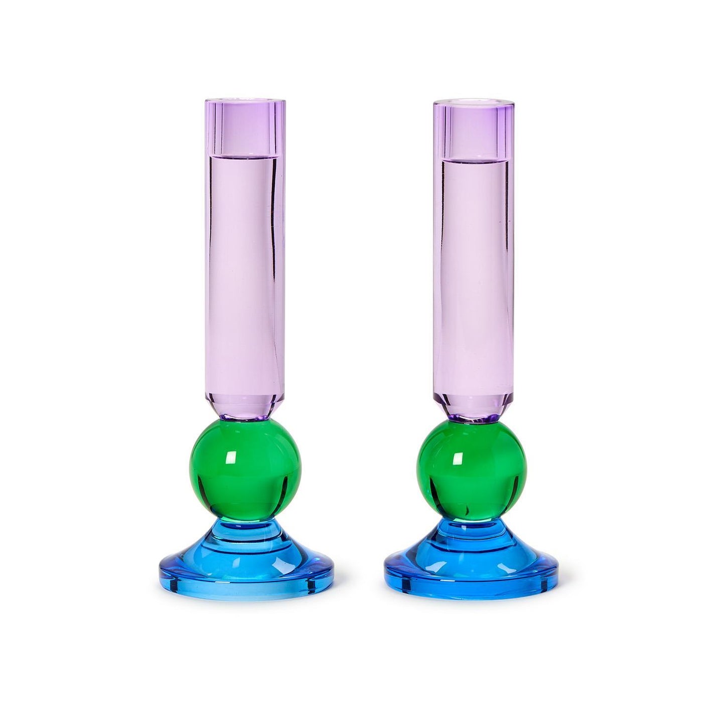 Two's Company Color Pop Set of 2 Glass Taper Candlestick - Tall