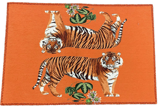 Nicolette Mayer Tiger Seeing Double Orangerie Chenille Rectangle Rug - 20x30