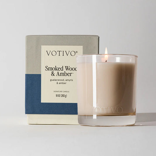 Votivo Smoked Wood & Amber 10 oz. Signature Candle