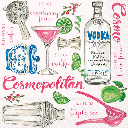 Paper Cocktail Napkins Pack of 20 Cosmopolitan