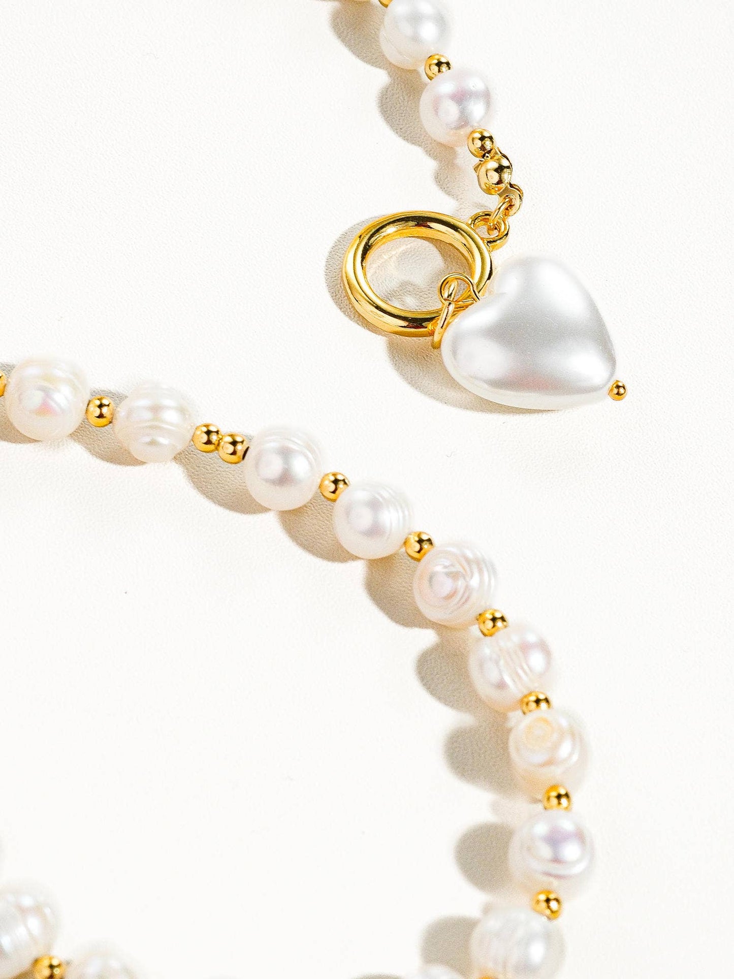 Wren Vintage Natural Pearl Heart Necklace: Red