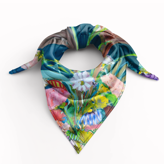 Windy O'Connor Flowers in a Blue Room Scarf