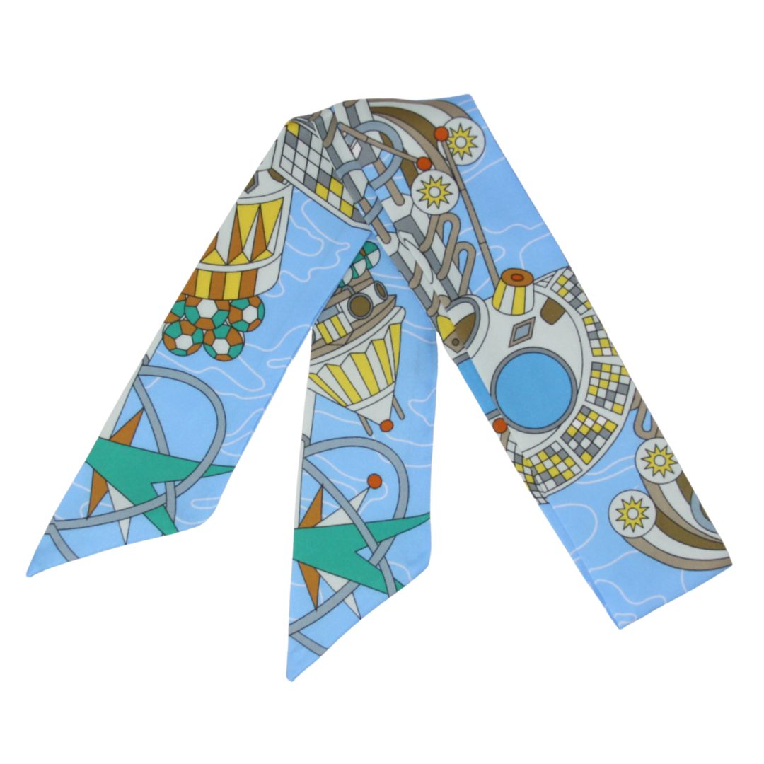 Skinny Silk Scarf - Aeronautical Rocket Launch