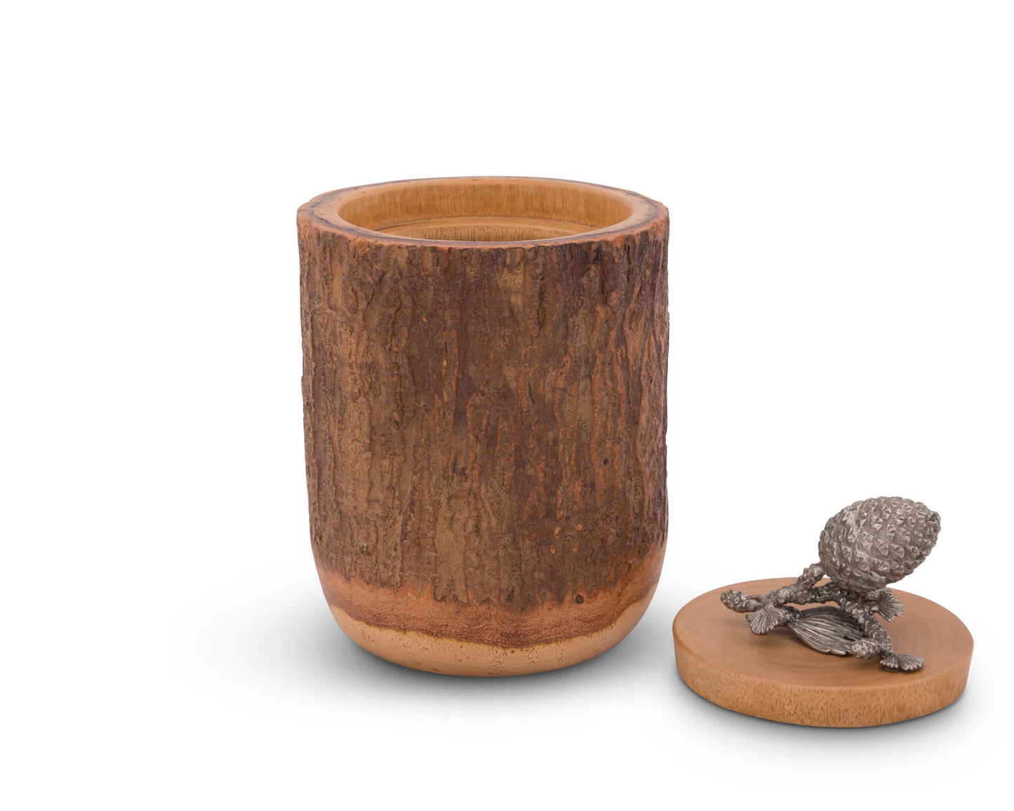 Pine Cone Wood Canister