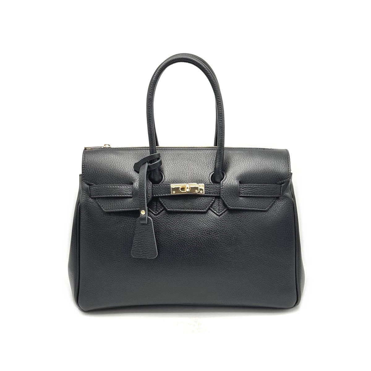 Genuine Leather Handbag - Black