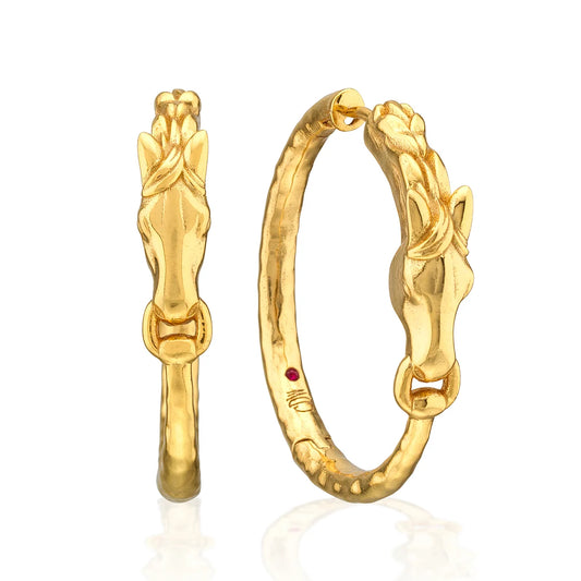 Capucine De Wulf Equestrian Horsehead Hoop Earrings - Gold