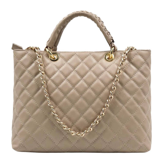 Quilted Italian Handbag - Beige
