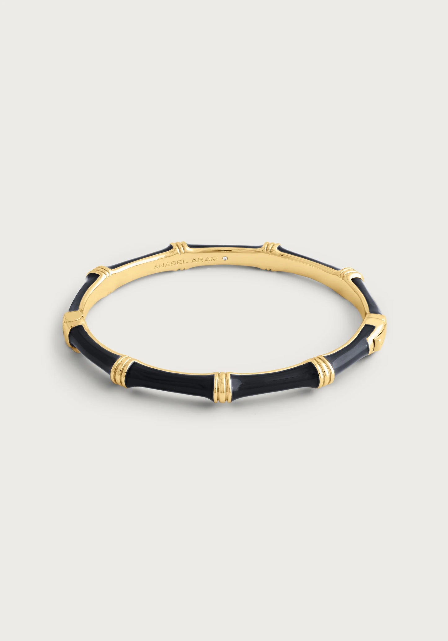 Anabel Aram Bamboo Enameled Hinged Bangle, Black