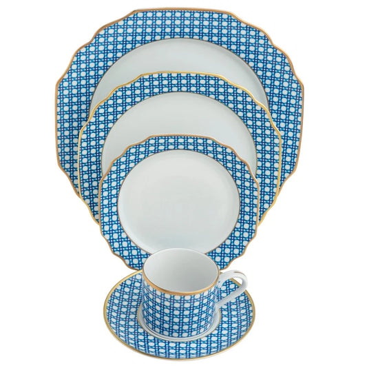 Pickard China Blue Cane Weave - with Monogram