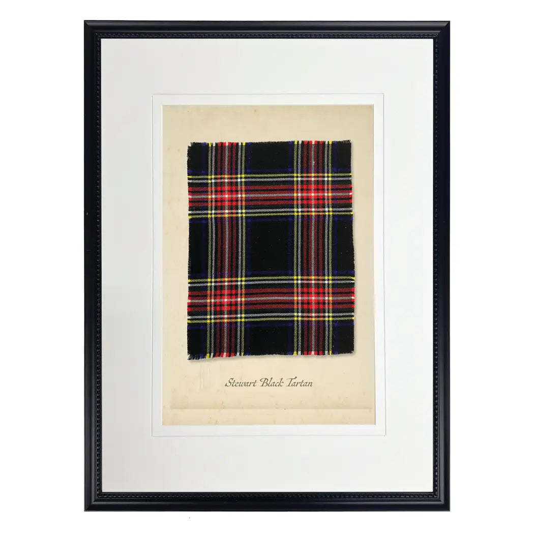 Stewart Black Tartan Plaid Matted Print