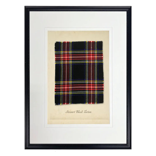 Stewart Black Tartan Plaid Matted Print