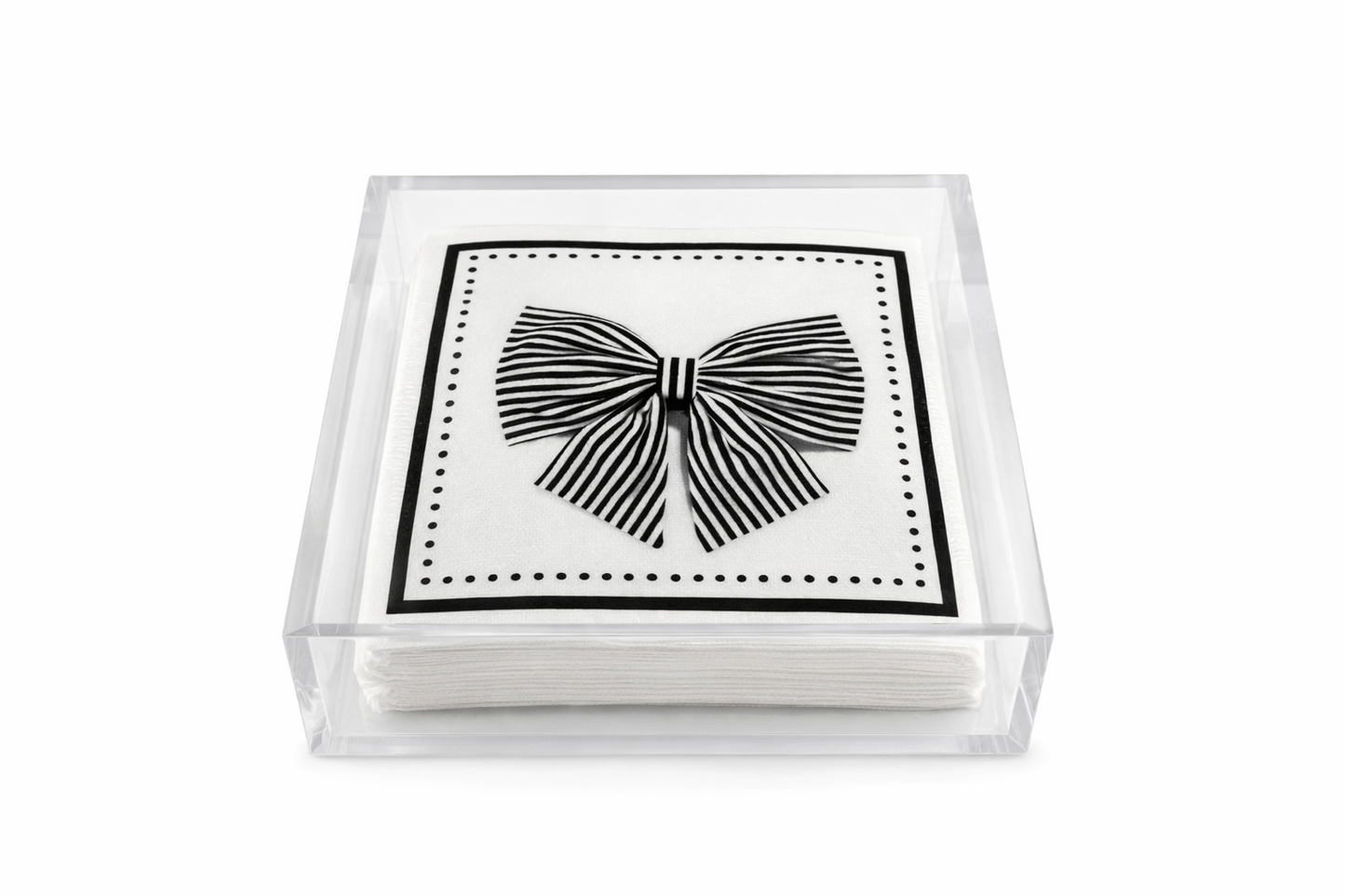 Maven Home Linen-Feel Cocktail Napkins, Black Bow