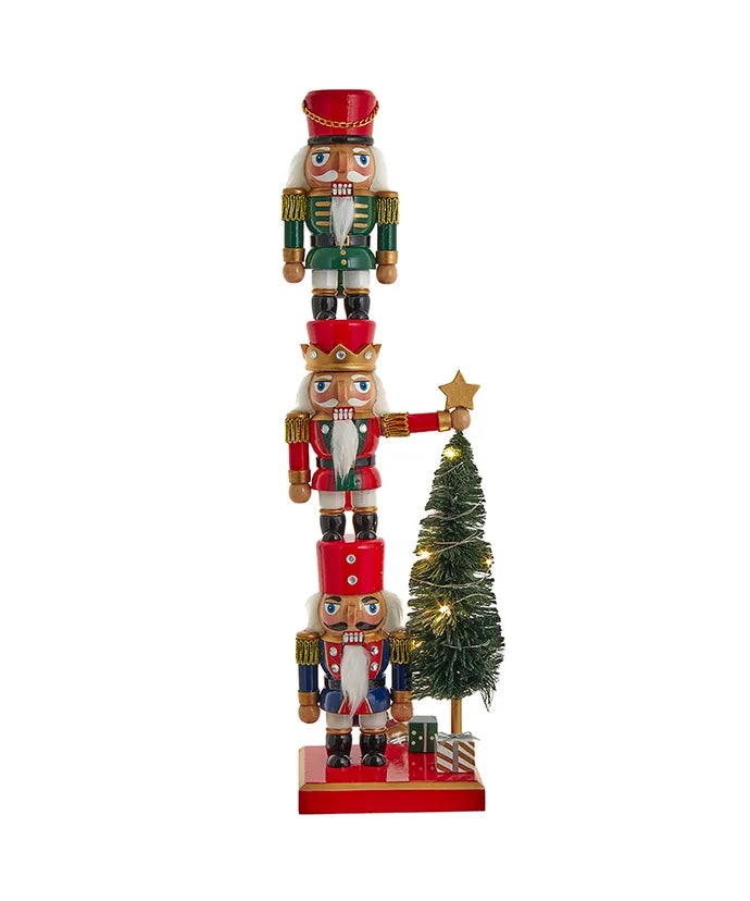 Stacked Nutcracker with Tree - 18 Inch (Battery Operated)