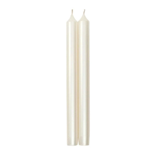 Caspari White Pearlescent 10" Crown Candles, 1 pair