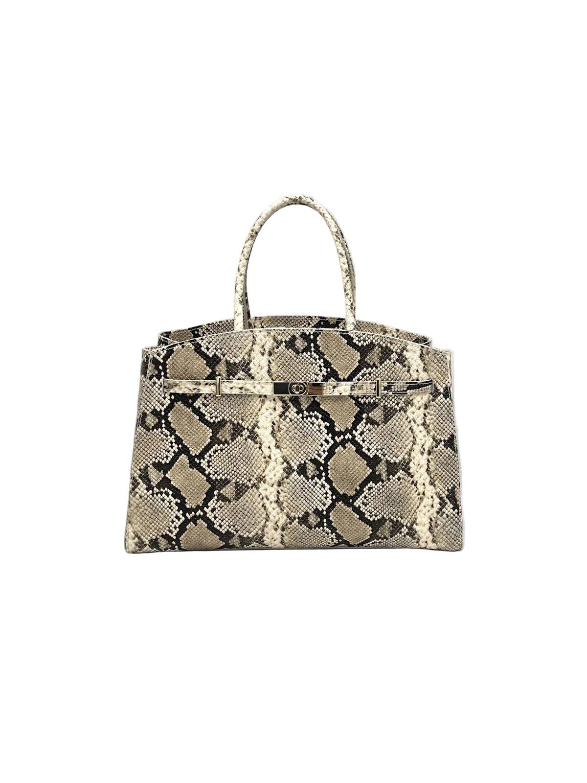 Genuine Leather Handbag - Snake Print