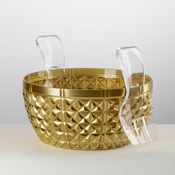 Mario Luca Giusti Gold Salad Bowl/Tongs